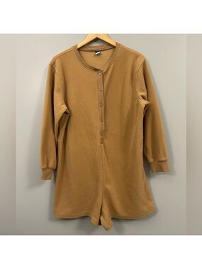 Old Navy Women's Tan Button-Up Pajama Onesie
